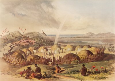 Kraal typique près de la rivière Umlazi au Natal - George French Angas