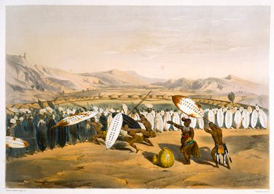 Umpanda passant en revue ses troupes à Nonduengi - George French Angas
