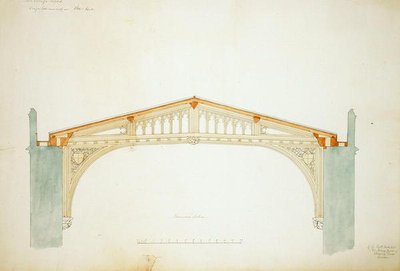 New College Oxford : Conception pour le nouveau toit de la salle - George Gilbert Scott