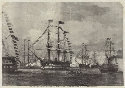 Les canonnières passant à travers les navires de ligne - George Henry Andrews