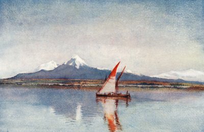Baie de Tunis, depuis Carthage, montrant Bou-Cornein (lithographie en couleurs) - George Henry Benton Fletcher