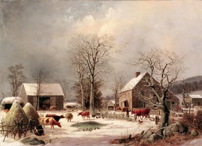 La cour de ferme en hiver - George Henry Durrie