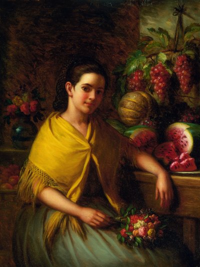 Fille avec nature morte de pastèque et raisins - George Henry Hall