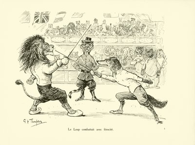 Le Loup combattait avec ferocite (litho) - George Henry Thompson