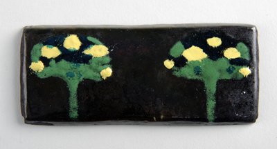 Plaque émaillée avec deux arbres - George James Frampton