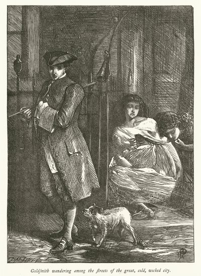 Goldsmith errant dans les rues de la grande, froide et méchante ville - George John Pinwell