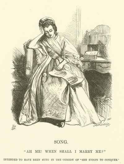 Illustration pour Ah Me! Quand vais-je me marier? - George John Pinwell