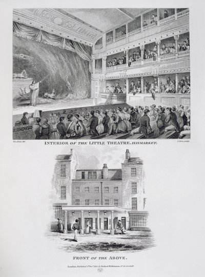 Intérieur du Petit Théâtre, Haymarket à Londres et la façade, gravé par James Stow - George Jones