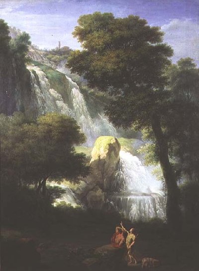 Vue des chutes de Terni avec des figures classiques au premier plan - George Knapton