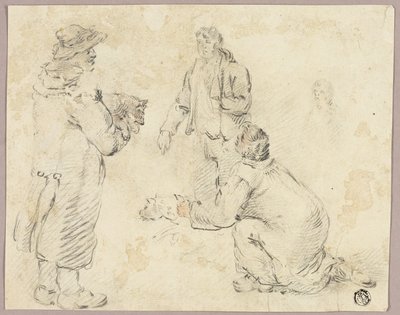 Trois hommes avec des chiens - George Morland