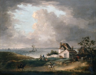 Baie de Weymouth avec une vue lointaine du port et de Portland Bill - George Morland