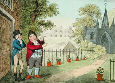 Montrant un jardin, gravé par Isaac Cruikshank, publié en 1796 - George Moutard (after) Woodward
