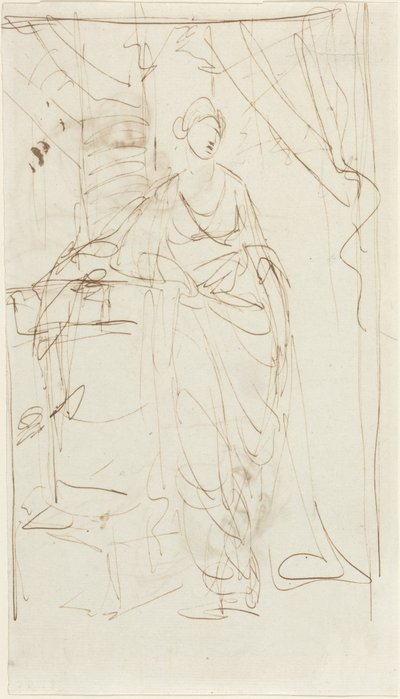 Une dame élégante en tenue classique [recto] - George Romney