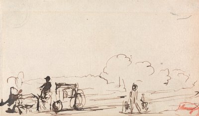 Voiture sur une route de campagne - George Romney