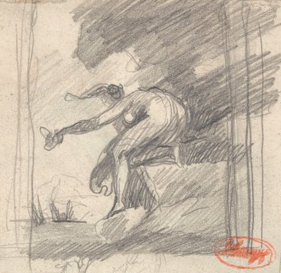 Femme agenouillée sur un promontoire, faisant un signe de la main - George Romney