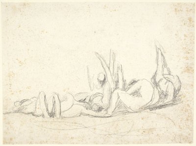 Groupe de personnages en détresse allongés au sol  (étude pour « Howard visiting prisons » ) - George Romney