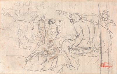 Figure possiblement assise prononçant un jugement sur une figure agenouillée - George Romney