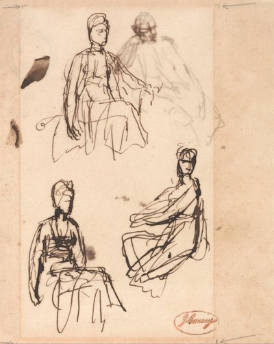 Femme assise : Trois études - George Romney