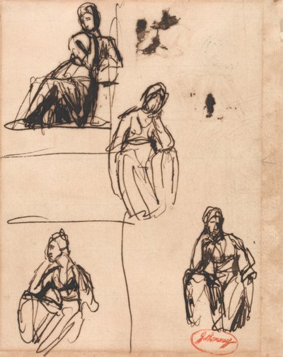 Femme assise et à demi agenouillée - George Romney