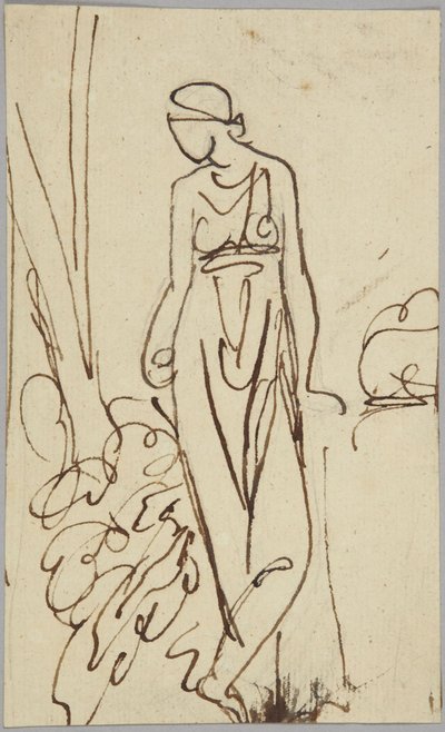 Figure féminine debout, étude de portrait - George Romney