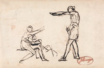 Personnage debout menaçant une mère et son enfant - George Romney