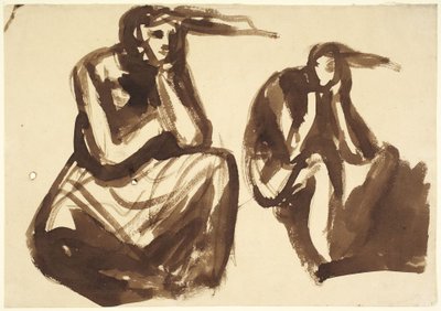 Deux études représentant Médée en train de méditer le meurtre de ses enfants - George Romney