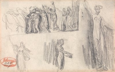 Femmes et enfants en fuite et trois esquisses d