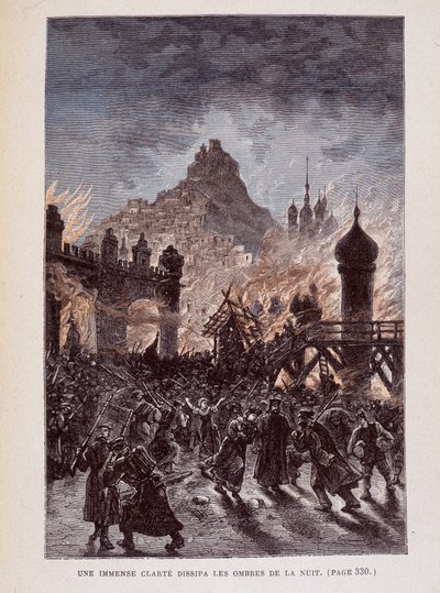 Une immense clarté dissipa les ombres de la nuit (page 330) dans « Michel Strogoff » par Jules Verne - George Roux