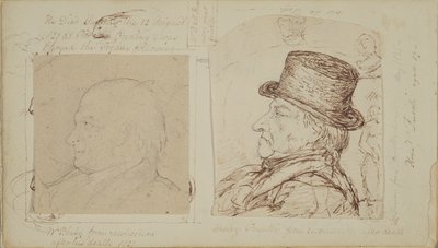 Études de lapins avec portraits superposés de William Blake et Henry Fuseli - George Samuel