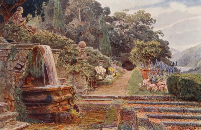 Jardins italiens : Villa Cicogna, sous la cascade - George Samuel Elgood