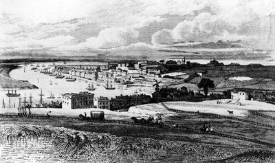 Chatham Dockyard depuis Port Pitt, gravé par R. Roffe, publié dans 