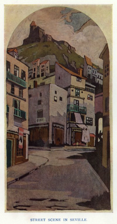 La Duègne par Sheridan : Scène de rue à Séville - George Sheringham