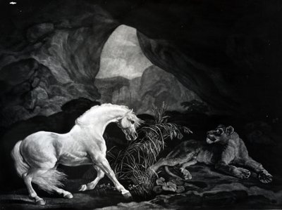 Un cheval effrayé par une lionne, gravé par Benjamin Green, 1774 - George Stubbs