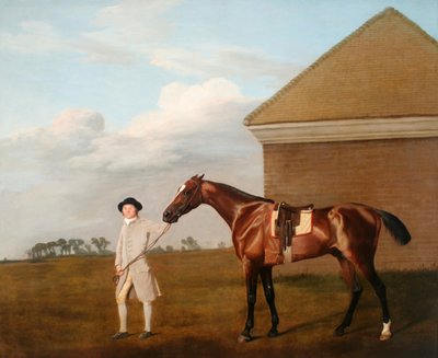 Firetail avec son entraîneur près de la Rubbing-Down House sur Newmarket Heath. En 1774, la propriété de Thomas Foley, Esquire[2] - George Stubbs