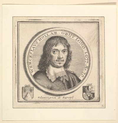 Buste de Hollar dans un cadre circulaire publié dans Vertues, Description des œuvres de..., 1745 - George Vertue