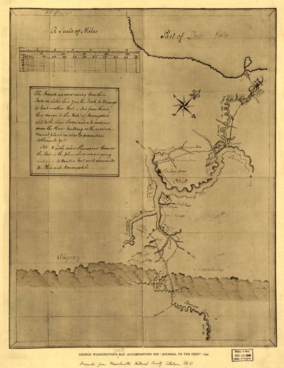 Carte de George Washington, accompagnant son "journal à l
