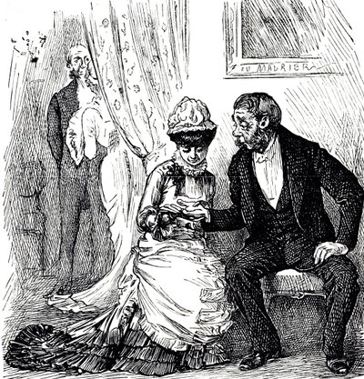 Une caricature commentant la popularité de la chiromancie parmi les riches. Illustré par George du Maurier (1834-1896) un caricaturiste et auteur franco-britannique - George du Maurier