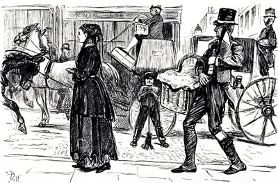 Une caricature représentant les débuts des magasins coopératifs. Illustré par George du Maurier (1834-1896) un caricaturiste et auteur franco-britannique - George du Maurier