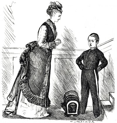 Dessin humoristique représentant un enfant insolent désobéissant à sa mère - George du Maurier