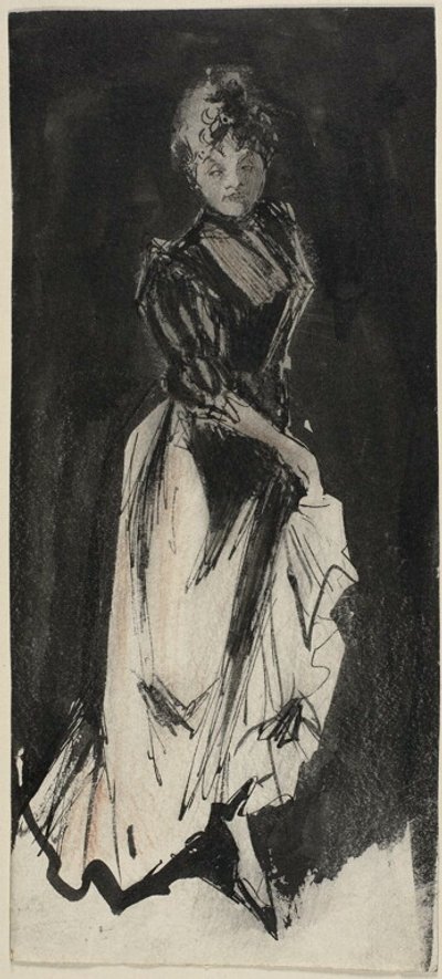 Femme soulevant sa jupe pour marcher - Georges Alfred Bottini
