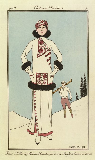 Pour St. Moritz, Planche de "Costumes Parisiens" - Georges Barbier