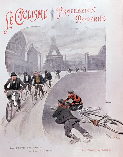 Cyclisme : piste libre des champs de Mars - dessin de G. Scott - Georges Bertin Scott