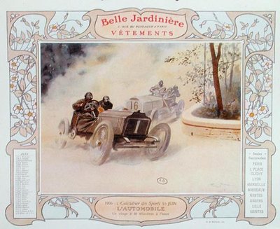 Course automobile, illustration pour juin d