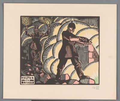 Soldats incendiant des bâtiments - Georges Hermann Rene Paul