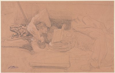 Sarah Bernhardt allongée sur un divan, lisant - Georges Jules Victor Clairin