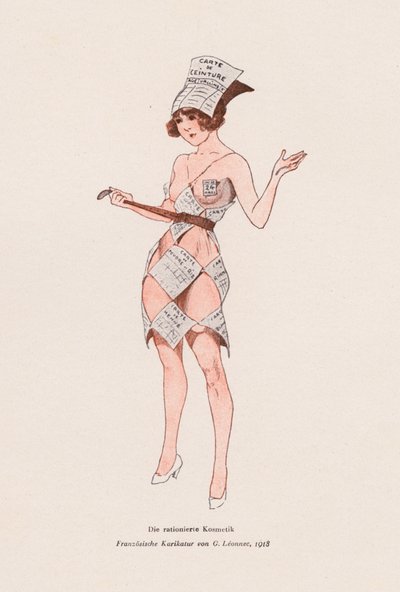 Femme vêtue de coupons de rationnement - Georges Leonnec