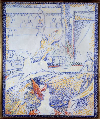 Cirque Une danseuse faisant un numéro acrobatique à cheval et un clown - Georges Pierre Seurat