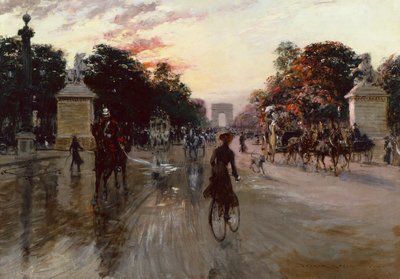 Les Champs Elysées, Paris (huile sur toile) - Georges Stein