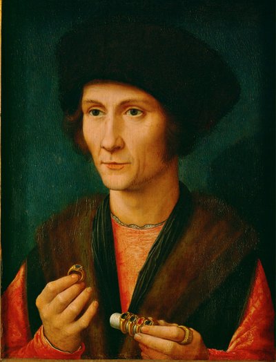 Un orfèvre, peut-être Jacques Cnoop, beau-père de Gérard David ... (huile sur bois de chêne) - Gerard David