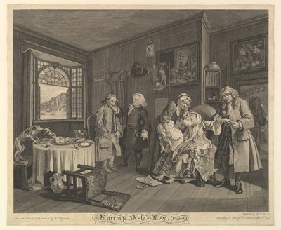 Mariage à la mode, Planche VI, 1er avril 1745 - Gerard Jean Baptiste Scotin